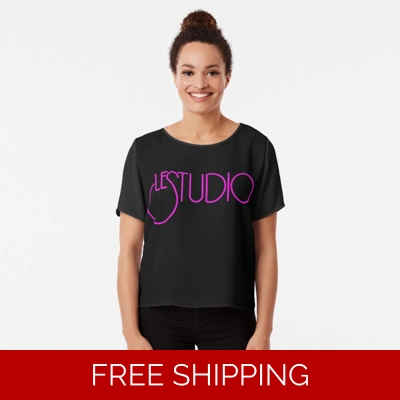 Le Studio Chiffon Top Hot Pink Logo